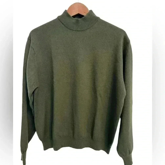 Guidon’s Merino Wool Made in Italy Men’s Olive Green Mock neck Sweater - Picture 1 of 6